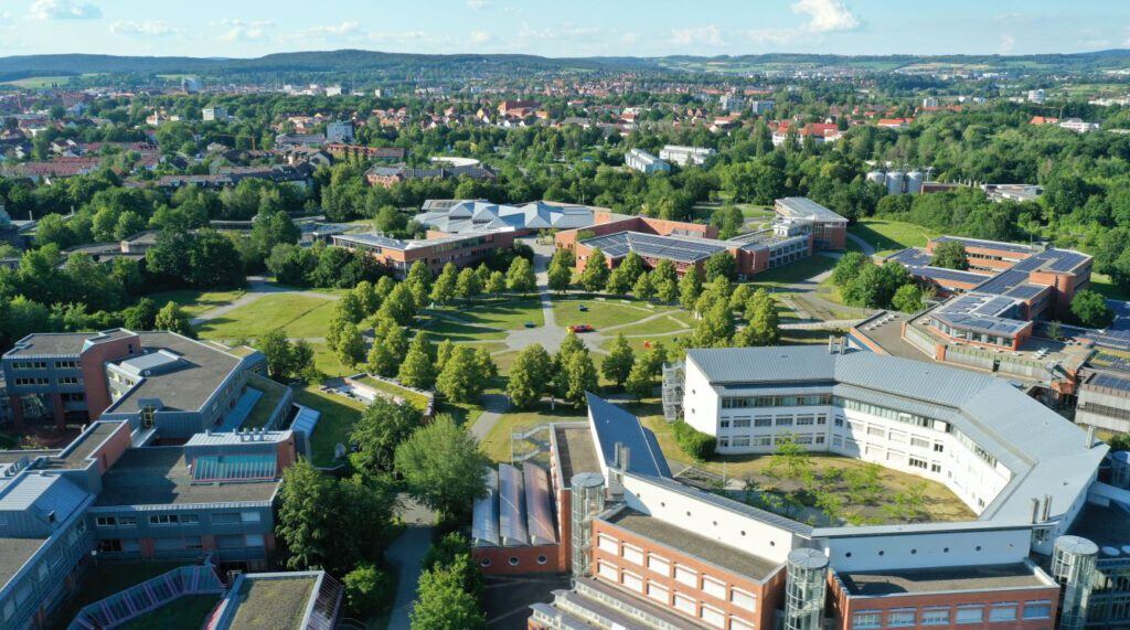 Aerial view of the University of Bayreuth.